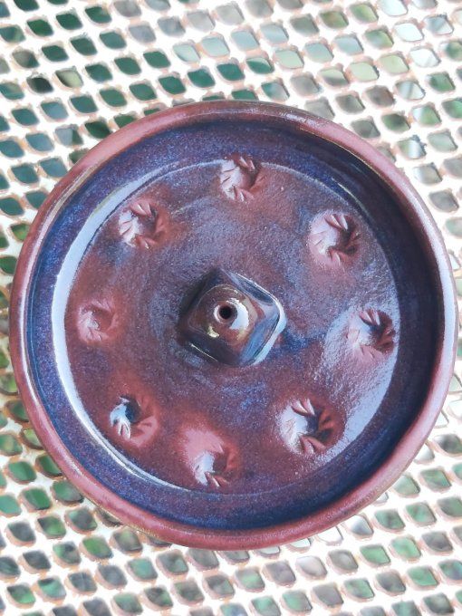 Porte-encens brique bleuté