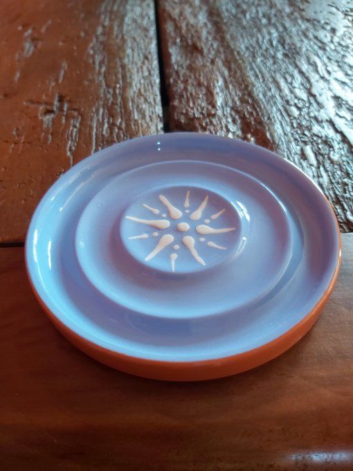 Porte savon soleil rond bleu