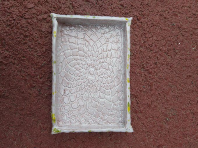 Vide-poches blanc à mouchetures jaune/vert