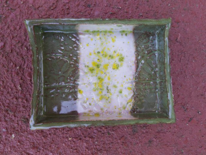 Vide-poches vert à mouchetures jaune/vert